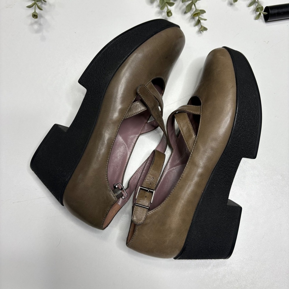 Robert Clergerie Paris Mary Jane Leather Platform Wedge Shoes Womens 8.5 - Picture 8 of 9